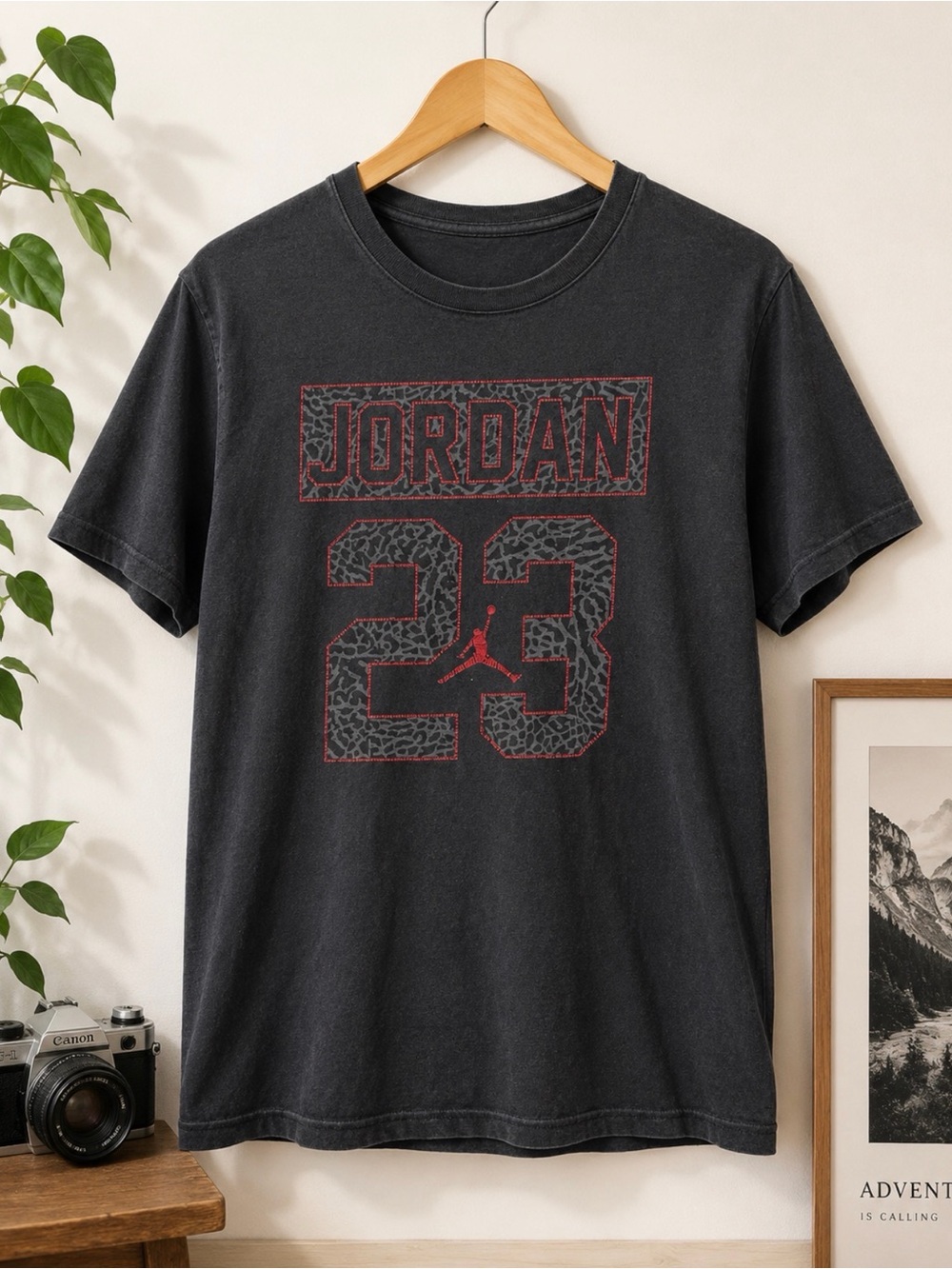 Jordan Black Short Sleeve Tee with Red Accent 23 Graphic size xl